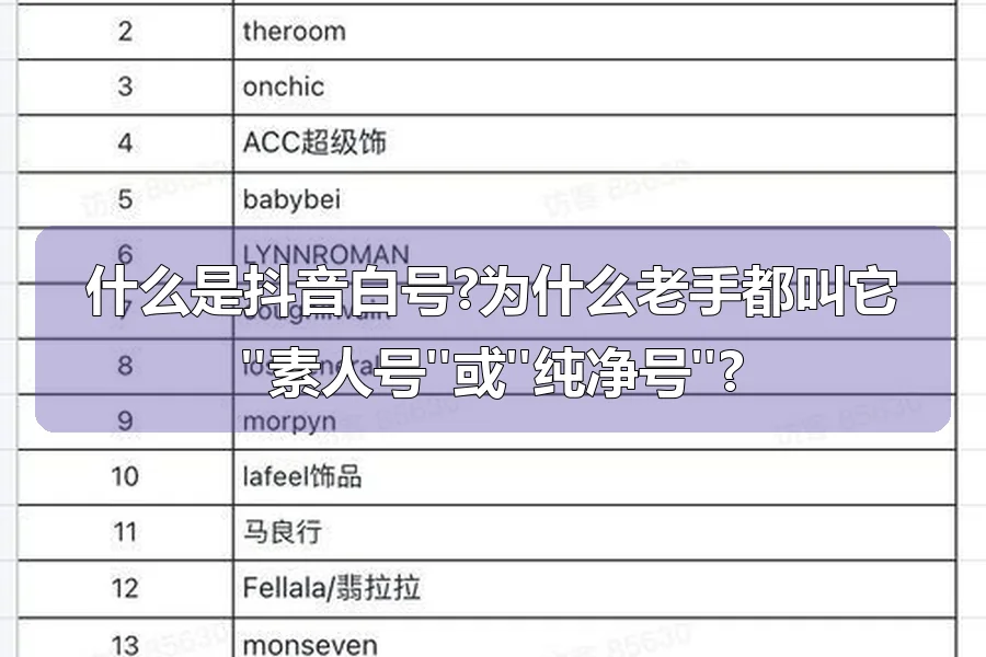 什么是抖音白号?为什么老手都叫它"素人号"或"纯净号"?